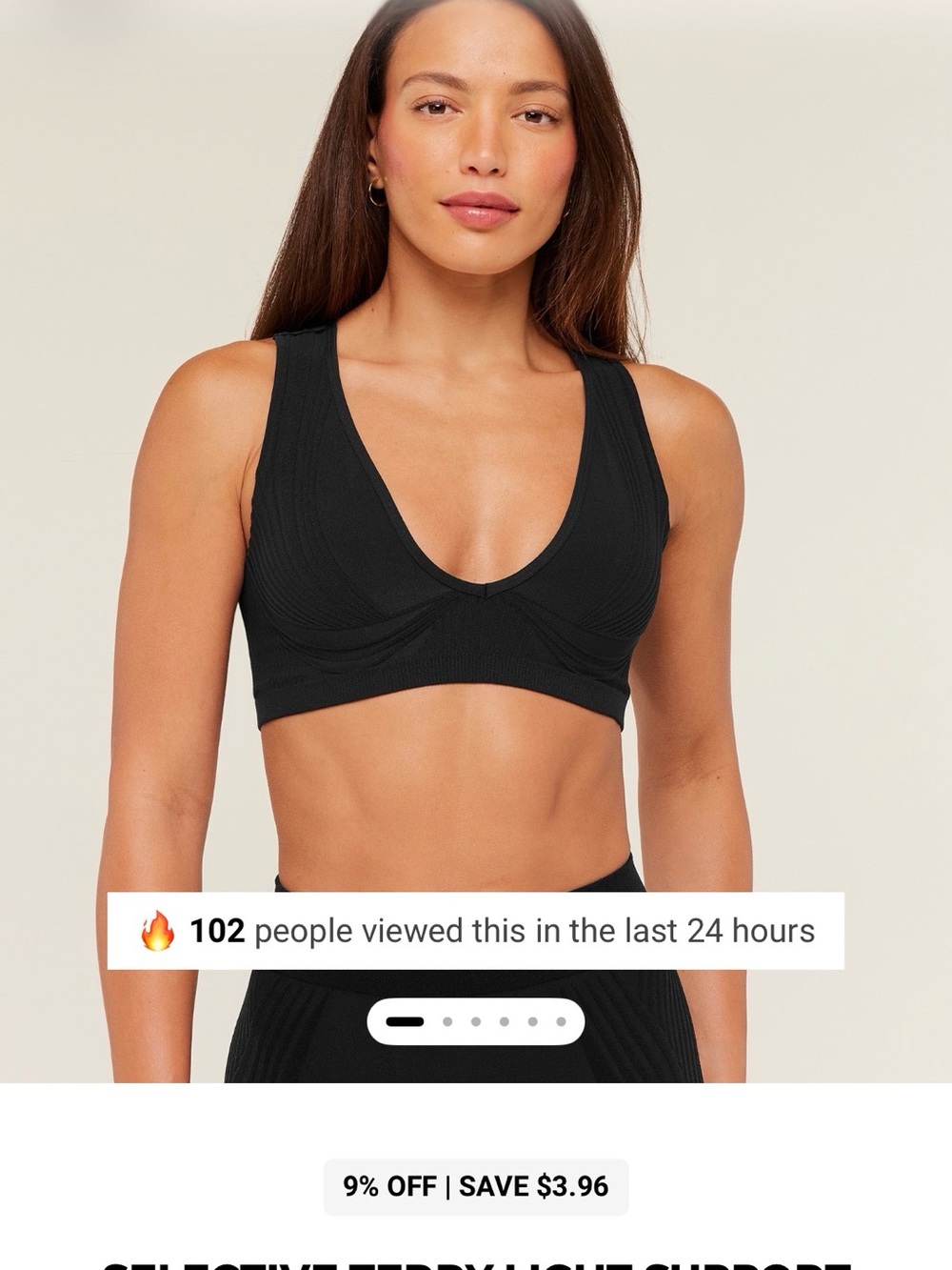 Gymshark Terry Light Support Crop Bra - Black